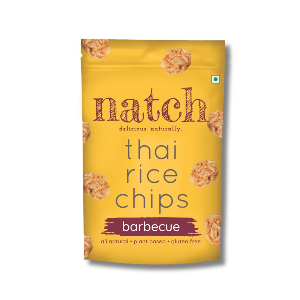 natch Thai Sticky Rice Chips, 100% All Natural, Vegan, Gluten Free, No Artificial Preservatives, Trans Fat Free, Low Calorie, Barbecue Flavour, 100 grams each (Pack of 1) (B0D986CFMN) Amazon Price History, Amazon Price Tracker
