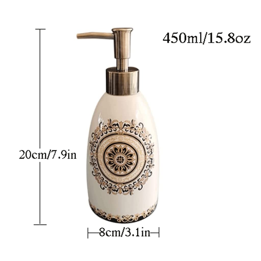 NZPOST Distributore di Sapone Ricaricabile da 15,8 Once, distributore di lozione in Ceramica, distributore di Sapone a Pressione Manuale con Pompa, distributore di Sapone a Pompa per Le Mani (Giallo)