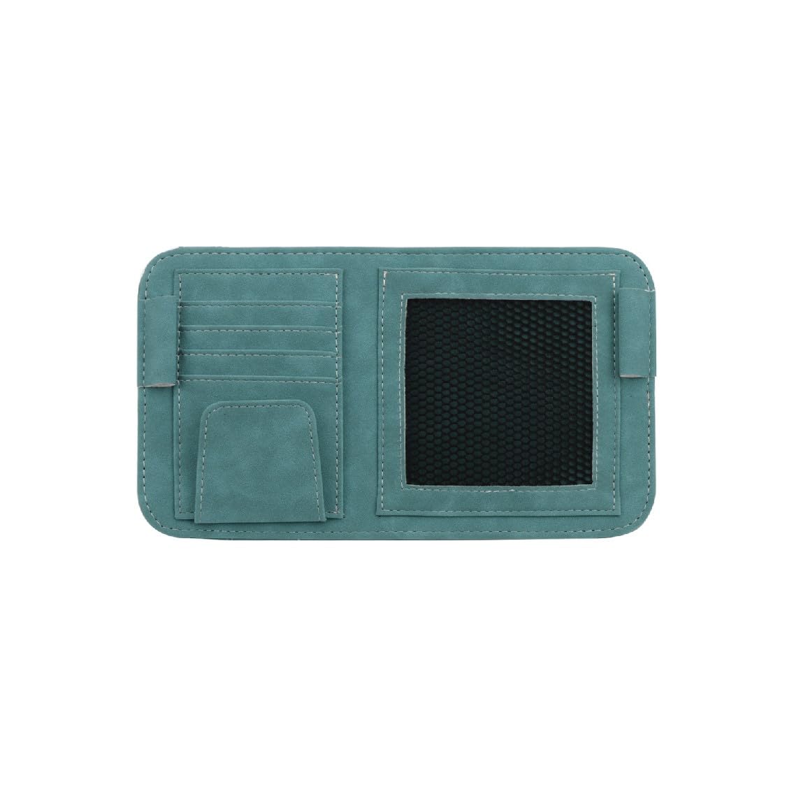 Car Sun Visor Organizer, Small Leather Auto Visor Storage Organizer, Vehicle Multi-Pocket Document Holder for License, Card, Pen, Sunglasses, Interior Car Accessories (Blue)