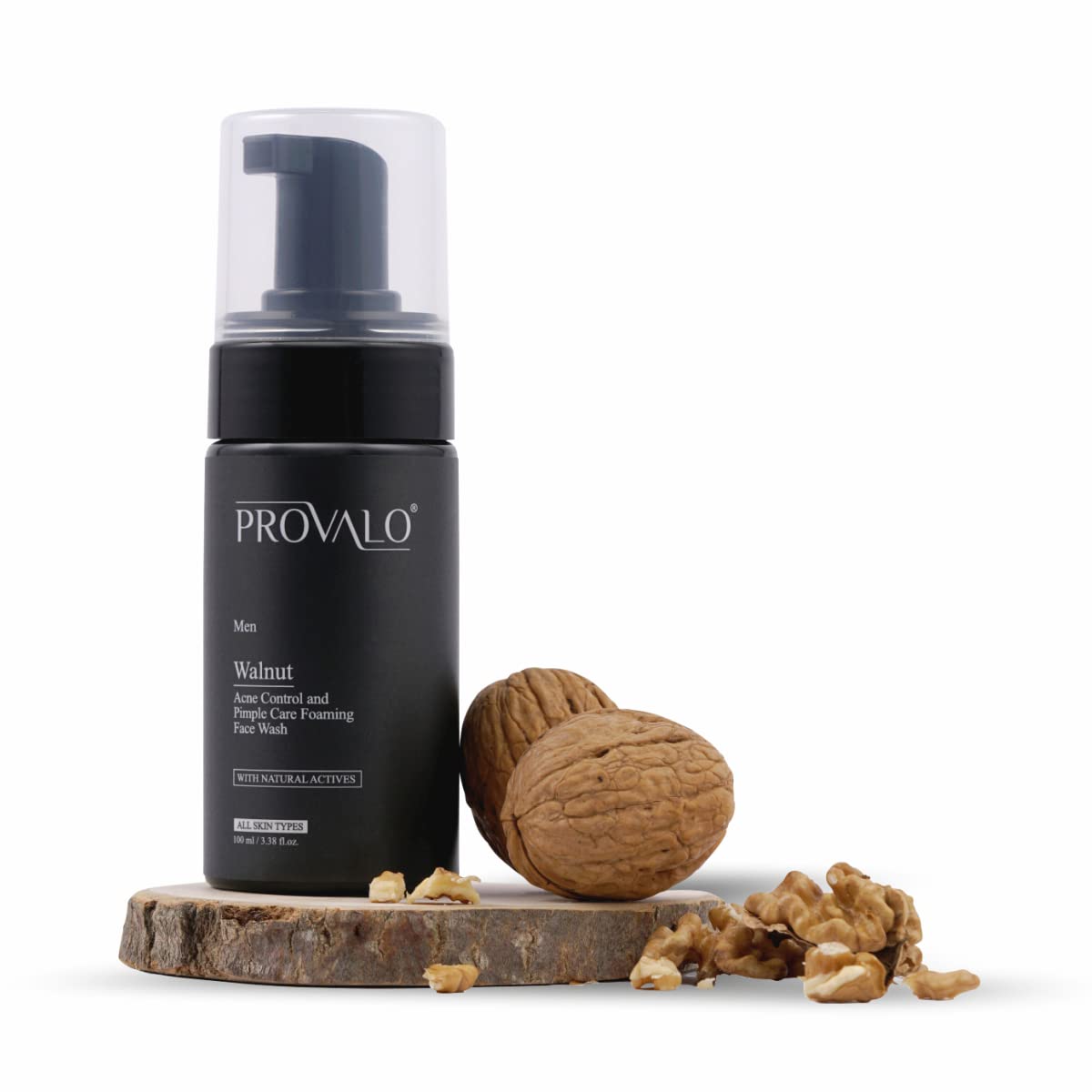 Provalo Men Walnut Foaming Face Wash For Acne And Pimples - 100ML | Skin Brightening and Glowing Skin With Walnut and Salicylic Acid (1%) | Face Wash For Men | For Oily, Acne Prone & Dry Skin
