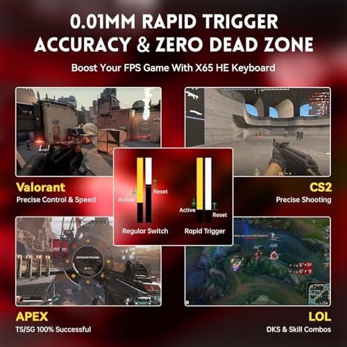 Image of ATTACK SHARK X65 HE Wired Rapid Trigger Magnetic Switch 65% Mechanical Gaming Keyboard, Hall Effect Top Mount RGB Hot Swap,Adjustable Actuation,8KHZ Polling Rate,PBT Keycaps for Win /Mac(Black Contour)