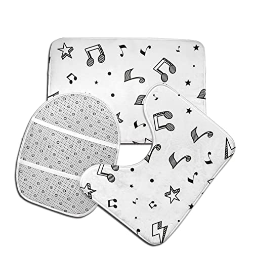 DIRYKILP Badematte + Konturmatte + Toilettendeckelbezug, Süße Musiknote 3 Stück Badematte Set, mit rutschfester Klebeunterseite – Bild 5