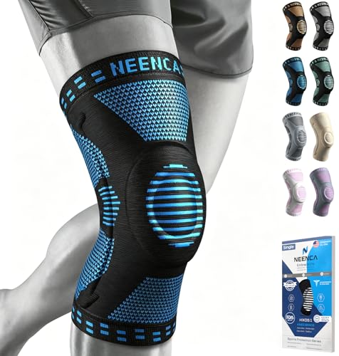 NEENCA Professional Knee Brace for Pain Relief, Medical Knee Support with Patella Pad & Side Stabilizers, Compression Knee Sleeve for Meniscus Tear, ACL, Joint Pain, Runner, Workout (Blue, Medium)
