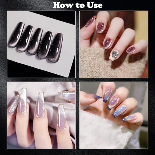 Image of CANIPHA 10Pcs Cat Eye Nail Magnet Set Cat Eye Magnet for Nails, Nail Magnets for Nail Art Cat Eye Nails 3D Strong Pen, Magnet Rod, Manicure Tool, Double Head Nail Magnet Rod for Making Cat Eye Nails