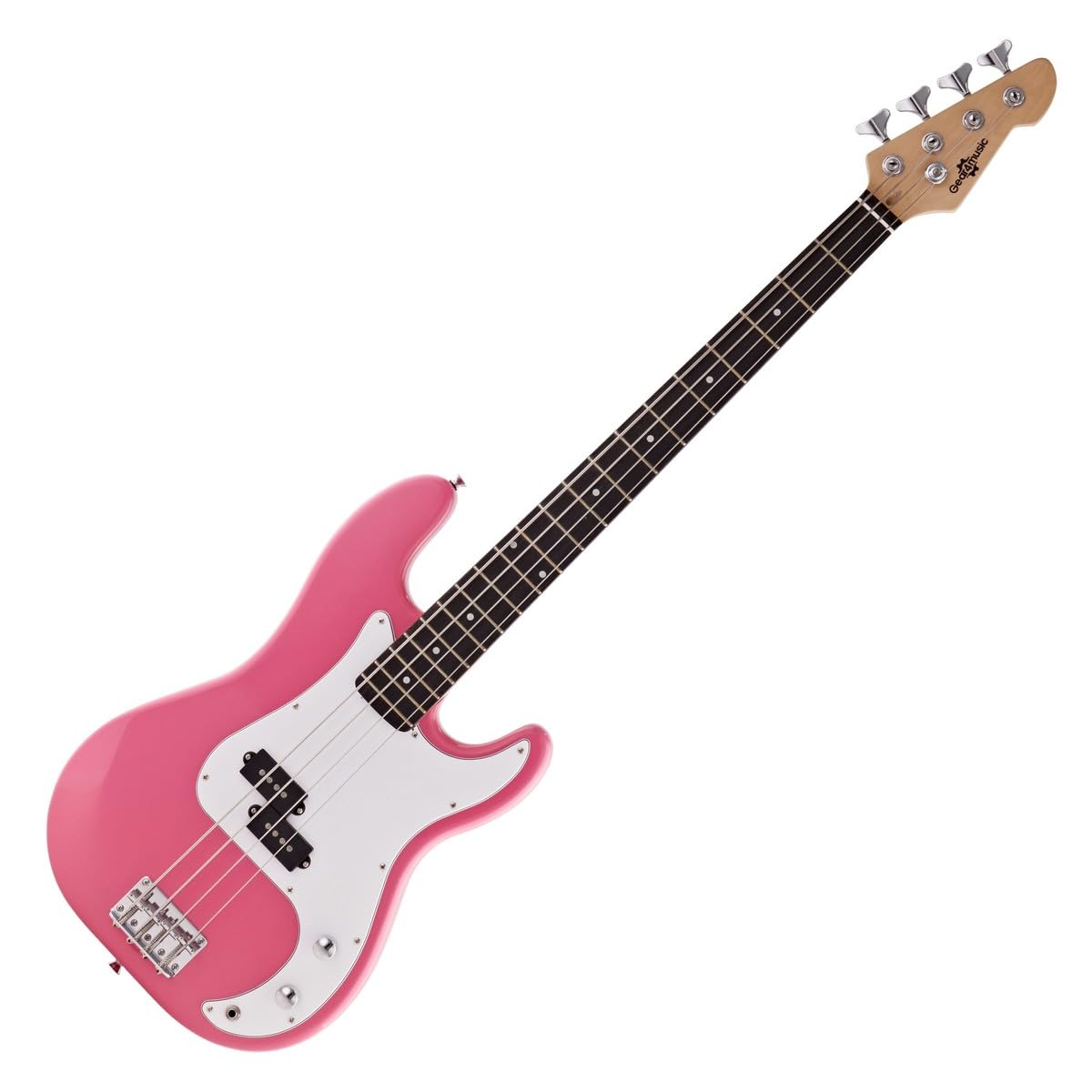 Basso LA di Gear4music, Rosa | Per giovani principianti, legni leggeri per il comfort, bassi puliti e decisi, cavo jack e borsa gratuiti