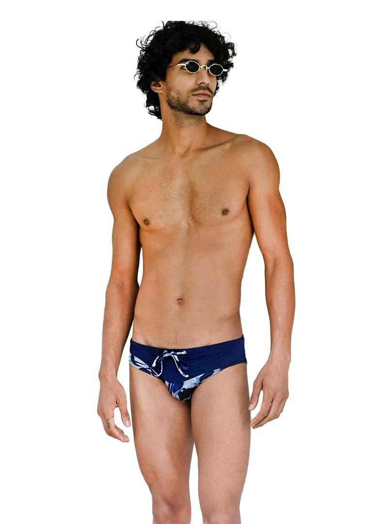 Cut & Sew Two Tones Swim Breifs in Imprints of Flow Vivid Wavelets