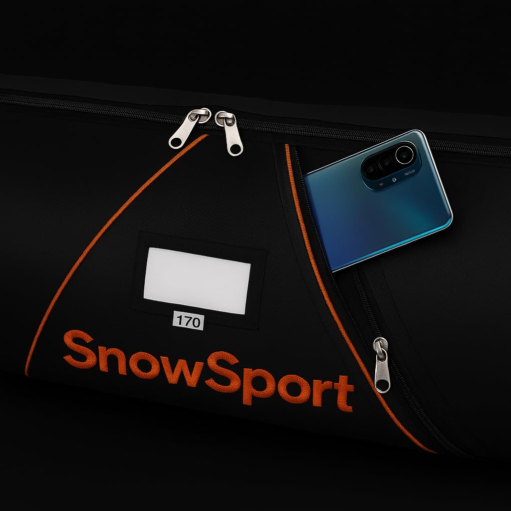 Prestige PRO Double Ski Bag – Borsa da sci per 2 paia + bastoncini + accessori da sci IMBOTTITA – ideale per viaggi sciistici in aereo, autobus, treno, auto con cinghie di compressione e