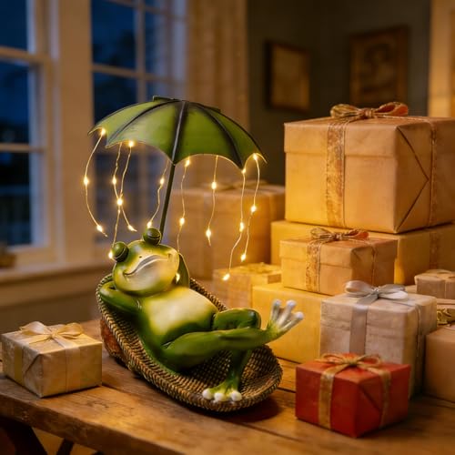 EverZenHub Solar Frog with Umbrella Statue - LED Solar Powered Garden Decor, Auto On/Off Waterproof Resin Outdoor Sculpture for Patio, Yard, Pond, Unique Gardening Gifts for Women & Mom by EverZenHub - Used condition - Image 7