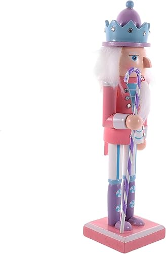 Vista 13 de Adorno de cascanueces de Navidad, figura de marioneta de madera para decoración festiva, pintada a mano, decoración de escritorio de Navidad, Violeta