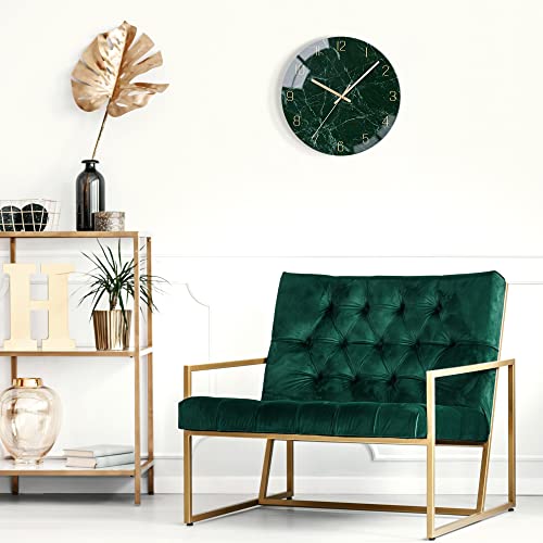 Vikmari Glass Wall Clock Silent Non Ticking Wall Clock- 12 Inch Quality Quartz Battery Operated Round Easy To Read Home/Office/Classroom/School Clock (Dark Green) #TOP5