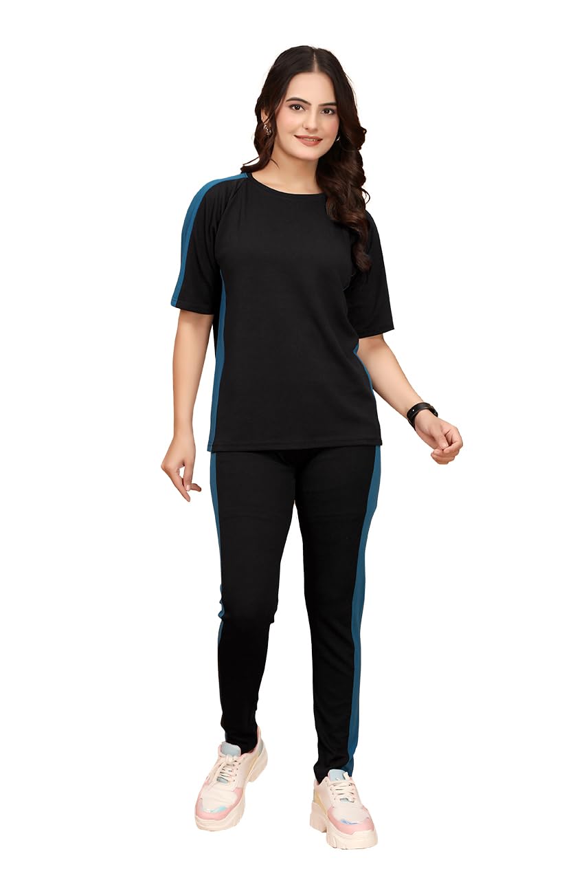 dtr fashion Cotton Lycra Blend Color Block Taped Tracksuit-picture-21