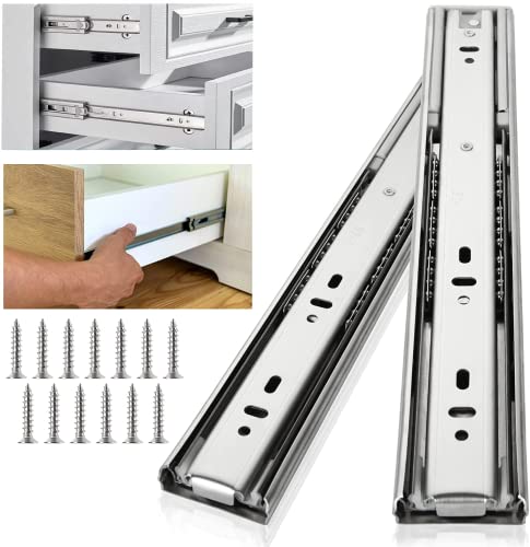 STARVAST Lot de 4 Inox Coulisse de Tiroir 300 mm, Glissières Pour Tiroirs à Roulement à Billes Fermeture Amortie et Silencieuse, Glissière à Extension Complète avec Amortisseur – Capacité Charge 65 Kg
