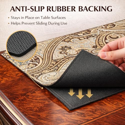 Image of Placemats for Dining Table Set of 12, Heat Resistant and Antiskid Table Mats Washable, Printed Place Mat for Home Kitchen Table Decor (45x30 CM) Coffee
