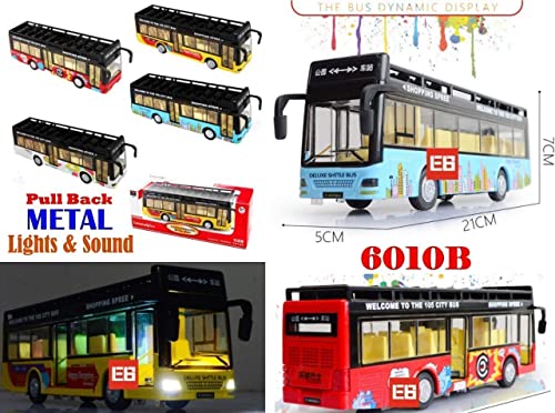 Image of Metal Pull Back Diecast Car 1:32 Open City Bus Model Pull Back Car Model with Sound Light Boys Gifts Toys for Kids【Pack of 1】