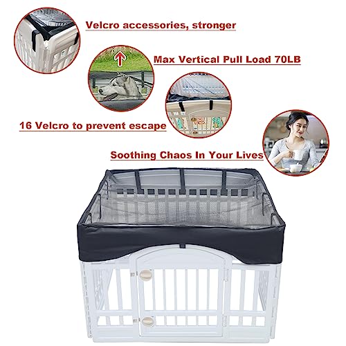 Image of Dog Playpen Mesh Top Cover,[Play Pen Not Included] Fits 36 inch Inch Pet Playpen with 4 Panels，Dog Cage Covers Puppy Play Pen Cover,Indoor /Outdoor Use,Easy to fold for Portability