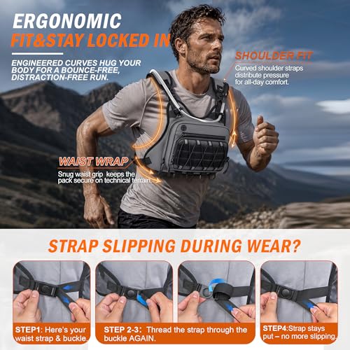 Image of BECOJADDE Running Vest for Men with 2L Water Bladder Tactical Hydration Backpack Adjustable Lightweight Chest Pack for Marathon Hunting Cycling