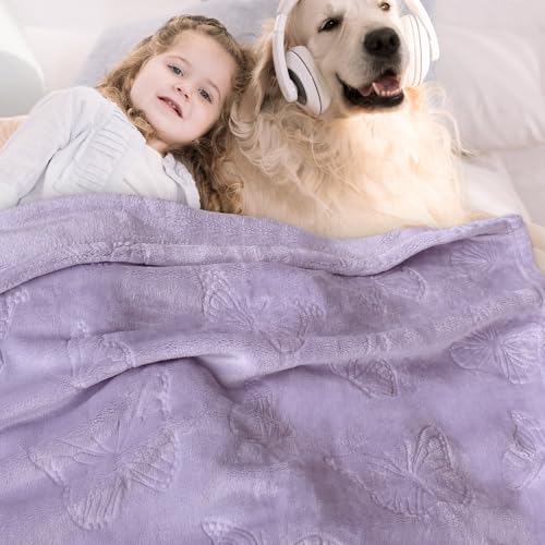 Image of BORITAR Baby Blanket with Butterfly Design for Girls Ultra Soft Fleece Warm and Lightweight Blankets for Infant Toddler Newborn, 30x40 Inch, Purple