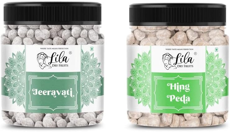 LILA DRY FRUITS JEERA VATI & HING PEDA COMBO 400G EACH JAR PACK | Digestive Mouth Freshener | Traditional Pachak | Tasty Mouthfresheners | After-Meal Snack | Khatta Mitha Peda | Made In India