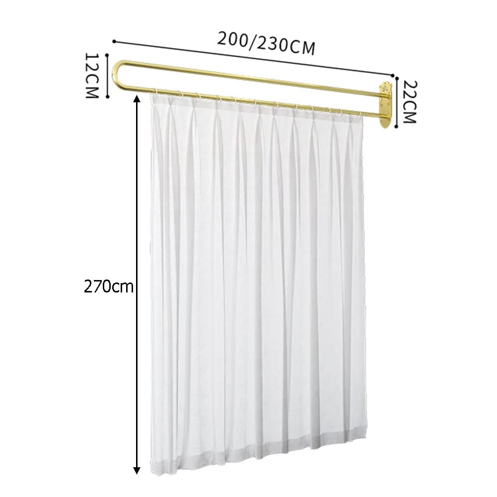 Raumteilervorhänge, transparente Vorhänge und goldene Gardinenstange, Trennvorhang für Schönheitssalon, Sichtschutzvorhänge für Wohnzimmer, Esszimmer, Vorhänge (Beige, 230 cm)