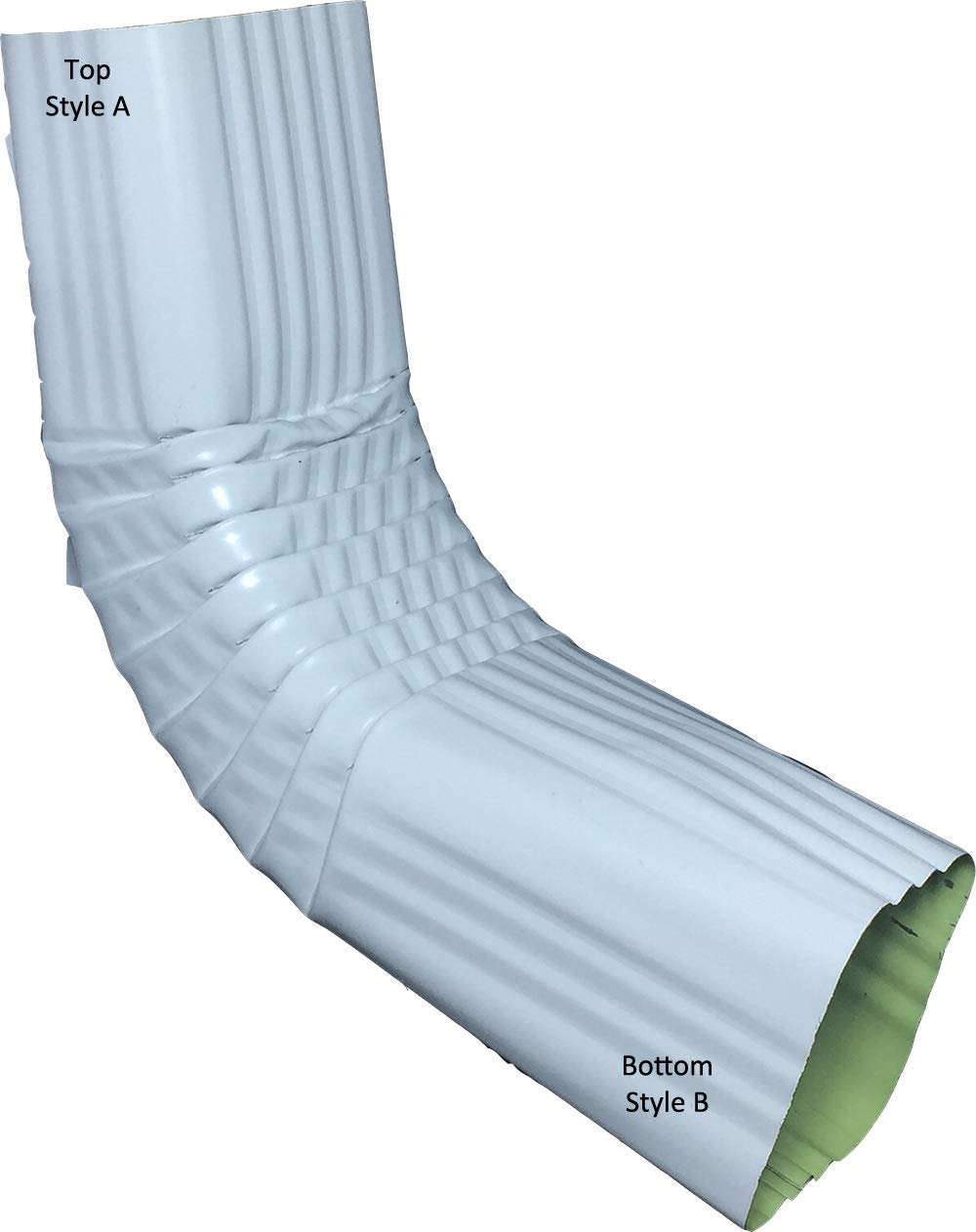 3" x 4" Style A to B White Downspout Elbow