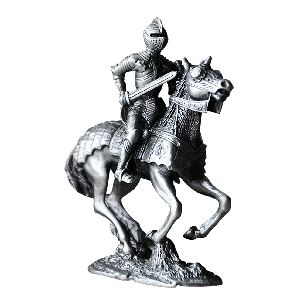 Statue de Chevalier médiéval, modèle de Sculpture de Guerrier Ornements en étain Classique Chevalier templier Chevalier croisé Cadeau de Statue