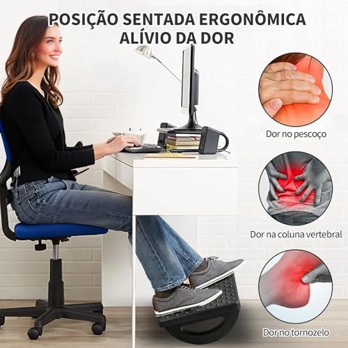 Apoio para Pés, Apoio para pés ergonomico, Apoio de pé, Suporte pé, Rodas de Massagem Giratórias de