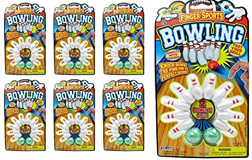 JA-RU Finger Bowling Game Set (Pack of 6) Miniature Sports Small Bowling Game Pocket Size. Plus 1 Collectible Bouncy Ball | Mini Bowling Table Set for Kids | Item #217-p
