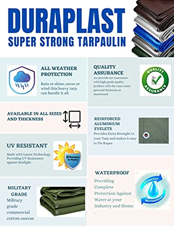Image of 1000 GSM Waterproof Tarpaulin Sheet - Heavy Duty Tirpal, Cotton Canvas, UV Resistant, Tear Proof, Durable Strong Cover for Camping, Industrial, Farming, Truck, Roof (2.5 FEET X 2.5 FEET)