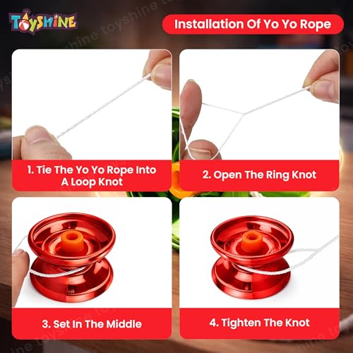 Image of Toyshine High Gloss Speed Metal YoYo Spinner Toy with String | Smooth Spinning Trick YoYo Skill Toy for Hand Eye Coordination | Classic Skill Game Toy for Kids Boys Girls & Teens - Red
