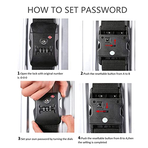 Cross Luggage Straps For Suitcases Tsa Approved Adjustable Suitcase Packing Belt With 3-Dial Combination Lock Fit 20-34Nch Baggage Packing Travel Accessories (Red) #TOP7