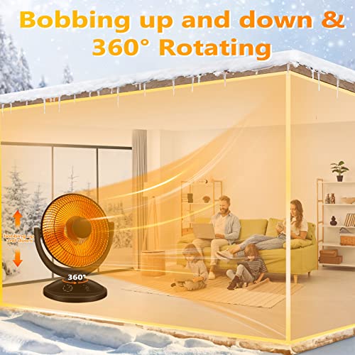 Antarctic-Star-Space-Heater-Portable-Heater-Electric-Ceramic-Small-Heater-Indoor-Use-Oscillating-Radiant-Dish-Heater-Overheat-Protection-Quiet-with-Adjustable-Tilt-For-home-or-office-800W-Black