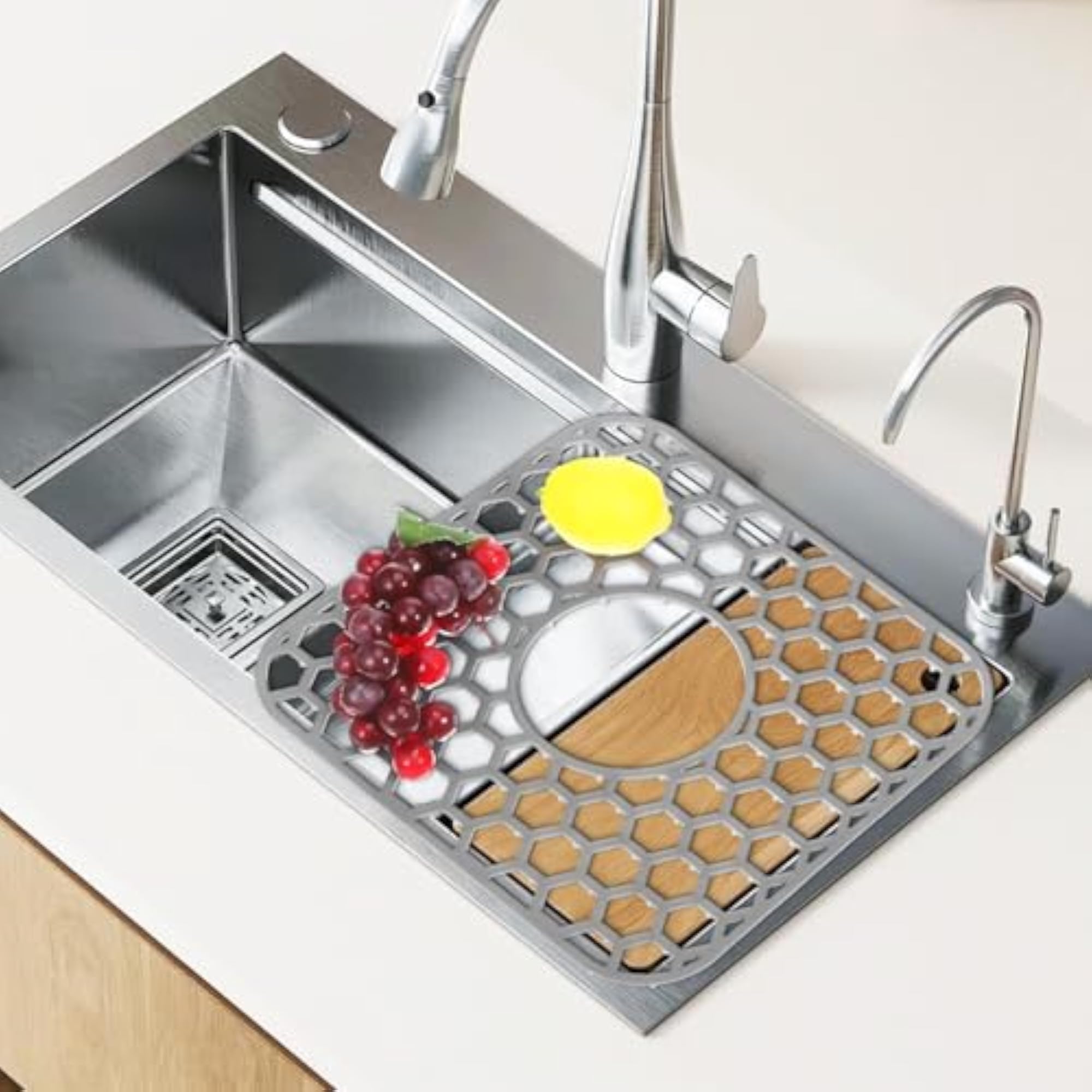 Silicone Dish Drying Mat for Kitchen Sink, Non-Slip Design