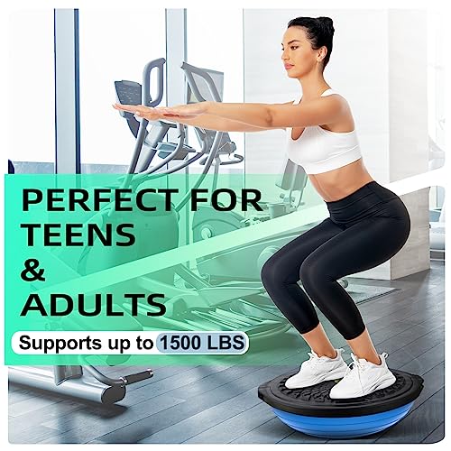 Image of Balance Ball Trainer-Half Ball for Yoga with Resistance Band and Foot Pump, Improve Workout Half Balance Ball,Exercise Balance Ball for Stability Training and Home Gym
