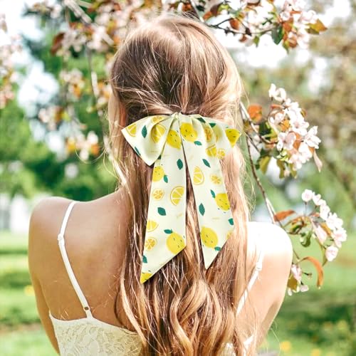 GERINLY Tropical Fruit Skinny Hair Scarf for Spring Cute Neck Ribbon Scarf Headband Long Reversible Purse Scarf2