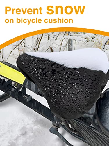 PAMASE Upgrade Bike Seat Cover - 2pcs City Bike Seat Rain Cover, Waterproof Seamlessly Bicycle Saddle Cushion Protector with Drawstring, Outdoor Rainproof Dustproof Wear-Resisting Bike Accessories