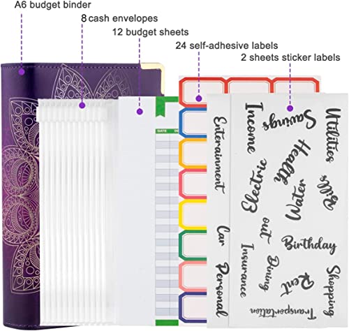 A6 Budget Binder, Budget Binder With Zipper Envelopes, Budget Planner With Cash Envelopes For Budgeting, Premium Pu Leather Money Organizer For Cash Bill Storage #TOP2