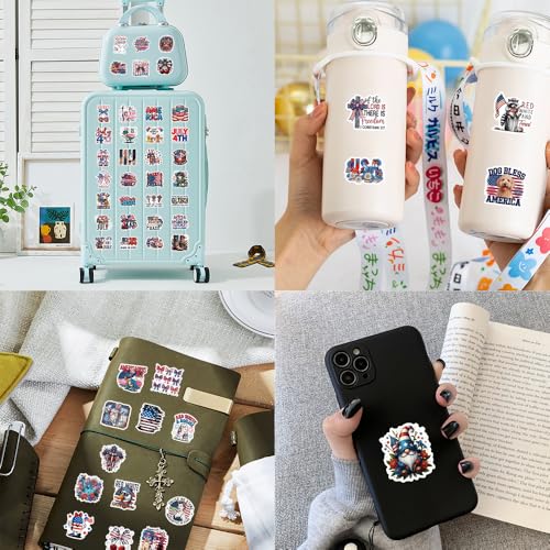 Image of 60PCS 4th of July Stickers, American Flag Patriotic Stickers, God Bless America Decalsfor Water Bottles, Laptop, Tumbler, Scrapbook, Patriotic Independence Day & Party Favors Decorations
