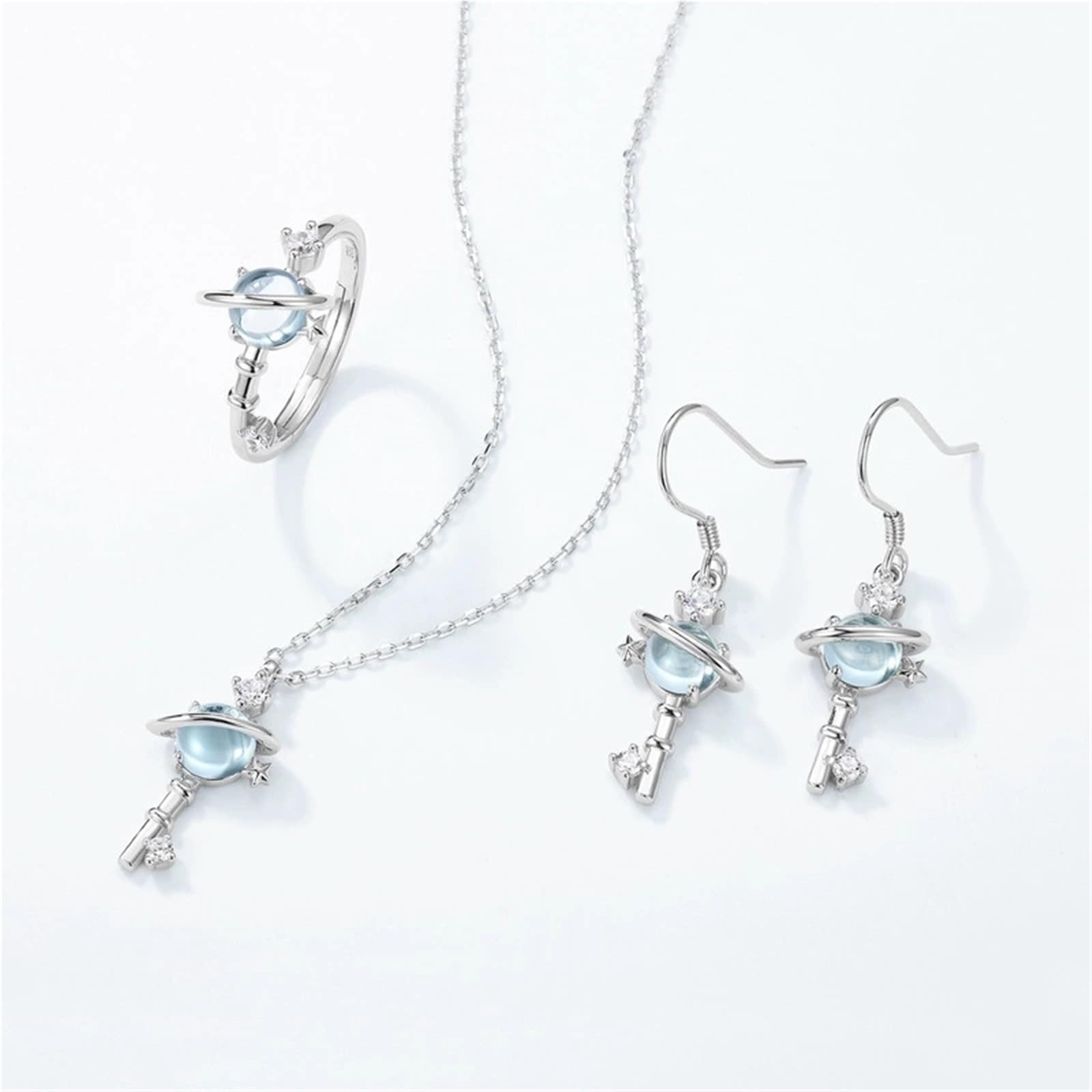 S925 Sterling Silver Sky Blue Topaz Kolczyki dla kobiet, geometryczne lekkie kolczyki, hipoalergiczne pudełko upominkowe, podróże ślubne w biurze
