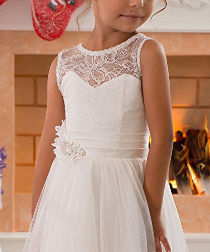 Lace Embellished A-Line Sleeveless Girls Wedding Party Dresses4