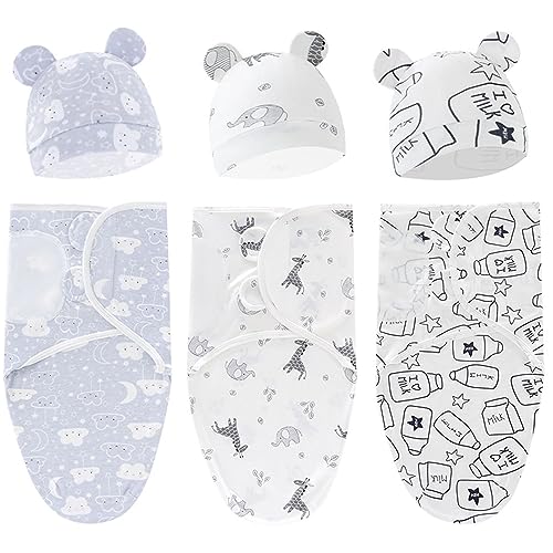 Image of ATONGQI 3-Pack Organic Swaddle Sleep Sacks - Newborn Ergonomic Swaddles 0-3 Months - Baby Blanket Wrap