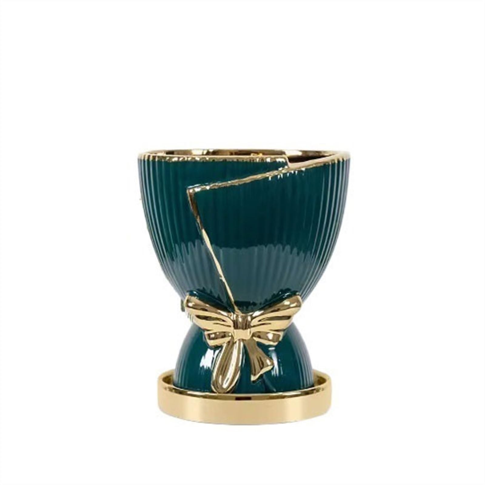 SDA287MZ Luxury Style Ceramic Flower Pots with Bottom Bracket Creative Personalized Pot Plant Household Tulip Multifunction(Deep green)