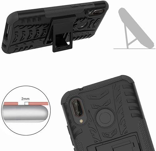 Miniatura 4 de Funda de teléfono para Huawei P20 Lite con protector de pantalla de vidrio templado y soporte soporte rígido híbrido accesorios de celda TPU Huwai