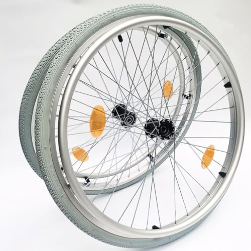 Neumáticos de Silla de Ruedas de 24 Pulgadas 1 3/8 Ruedas de Repuesto neumáticas Gruesas con rodamientos de Eje de 12 mm Absorción de Choque de Paseo suavo para sillas manuales