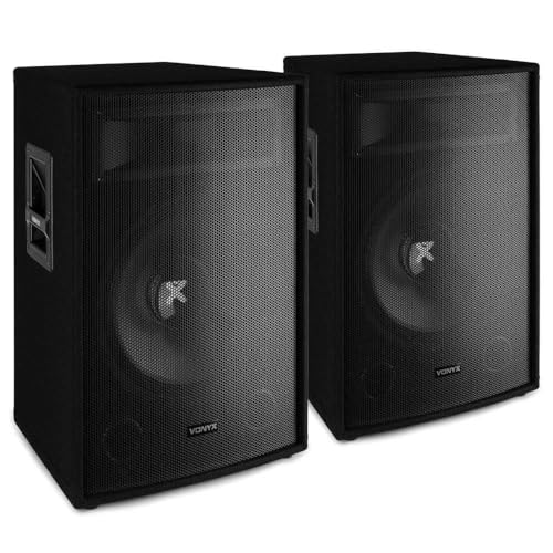 VONYX Pack SL15-2 × Enceintes Passives 15″ (1600 W Max) | Haut-parleurs 2-Voies Bass-Reflex | Sono DJ, Bar & Animation Professionnelle