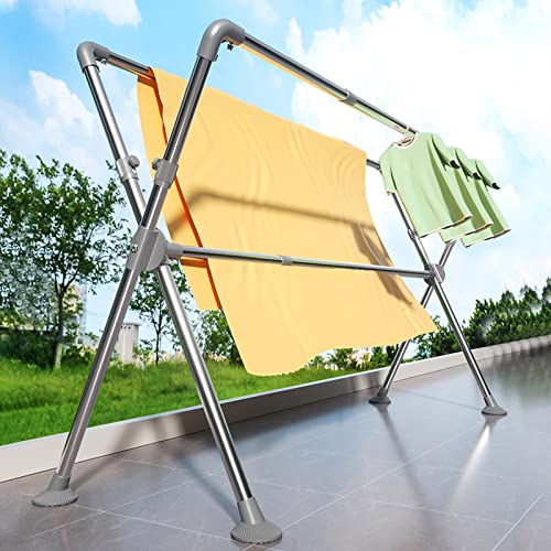 Étendoir à linge pliable et extensible avec pieds stables en acier