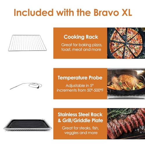 Nuwave Bravo XL Air Fryer Toaster Smart Oven, 12-in-1 Countertop Grill/Griddle Combo, 30-Qt XL Capacity, 50F-500F adjustable in precise 5F increments, Integrated Smart Thermometer, Linear T Technology by Nuwave - Used condition - Image 7