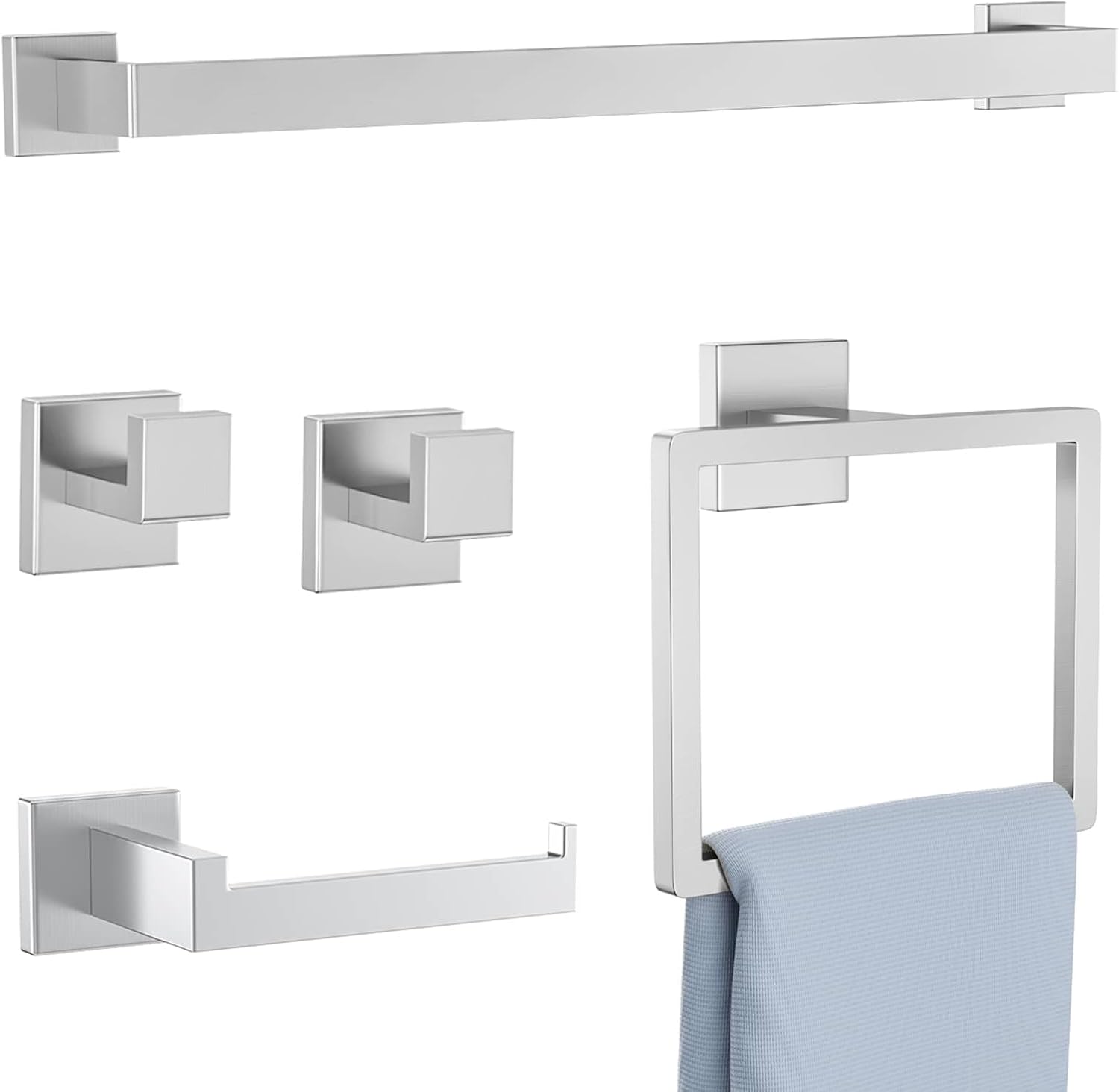 5 Pieces Towel Bar Set Brushed Nickel Bathroom Hardware Accessories Set SUS304 Stainless Steel Towel Holder Set for Bathroom 23.6 Inch Towel Bar,Towel Rack Wall Mounted