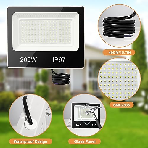 YZYFACAI Faretti Led da Esterno 200W，Faro Led