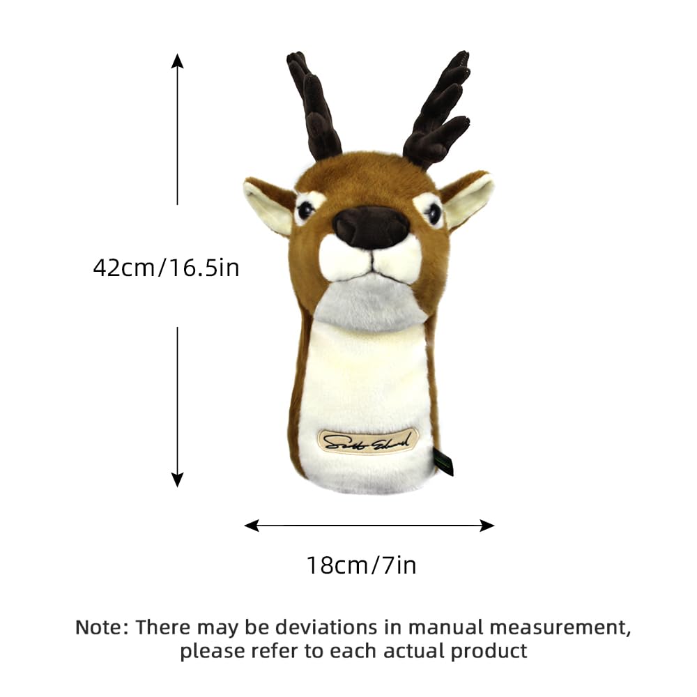 Scott Edward Funny Golf Club Cover Fit Well for Driver Golf Club Cute Animal Zoo Design Soft Functional Golf Headcover Stylish Protection for Men and Women (Sika-deer-DR) - Image 4