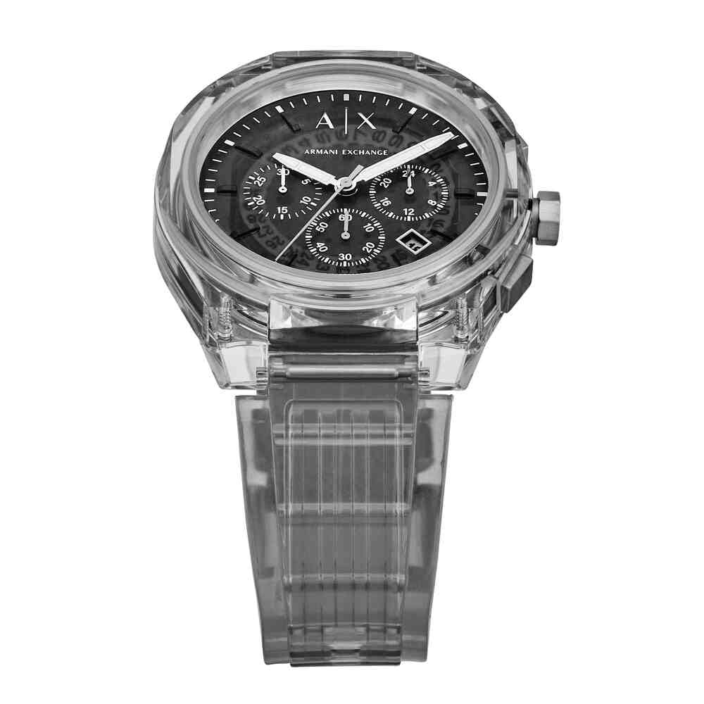 Armani Exchange Reloj para Hombre, Movimiento cronógrafo de Cuarzo y Caja de 44 mm con Correa de Poliuretano